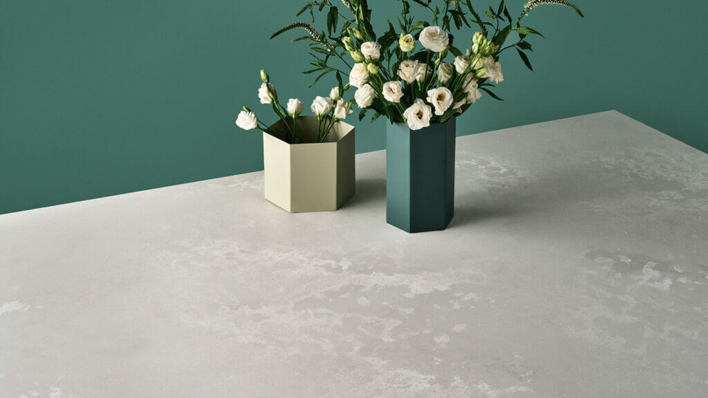 grey countertop with flowers