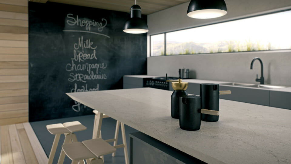 Industrial Kitchen with island in Caesarstone 6134 Georgian Bluffs | 1650