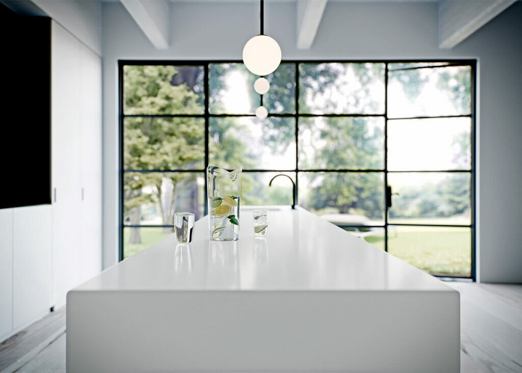 vivid white kitchen countertop design