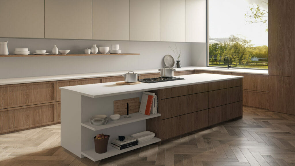 white kitchen porcelain countertop